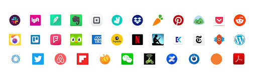 Icons of various popular apps, representing those among the top 1000 Android apps that contain Kotlin code.