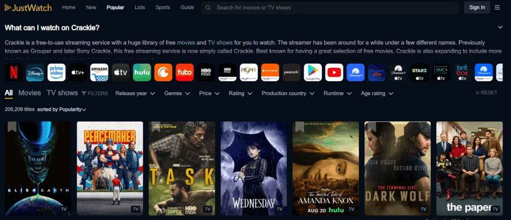 Top 23 Soap2day Alternatives 9 Crackle